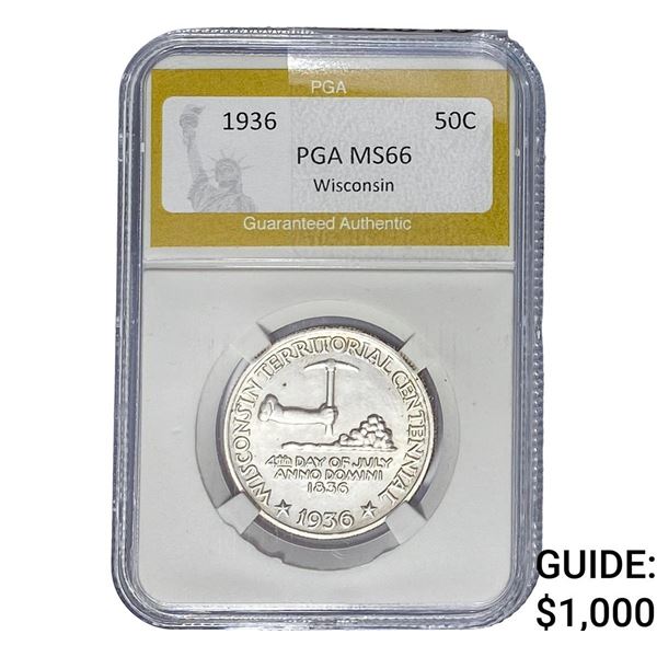1936 Wisconsin Half Dollar PGA MS66