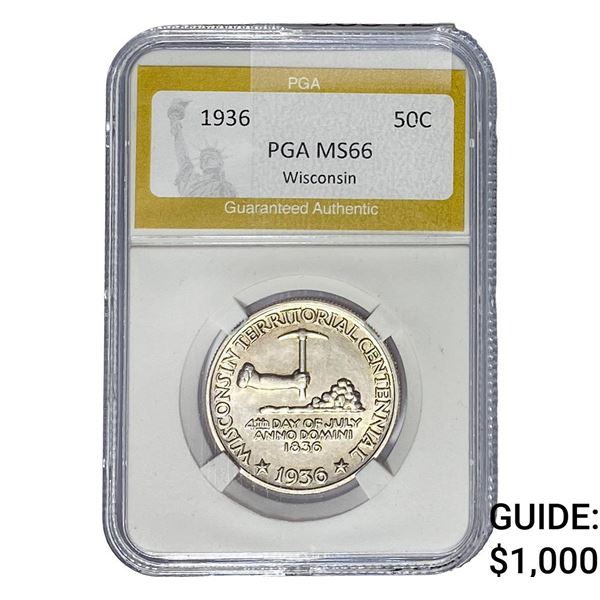 1936 Wisconsin Half Dollar PGA MS66