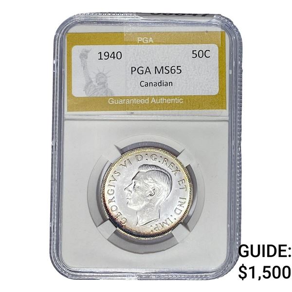 1940 Silver Canadian Half Dollar PGA MS65