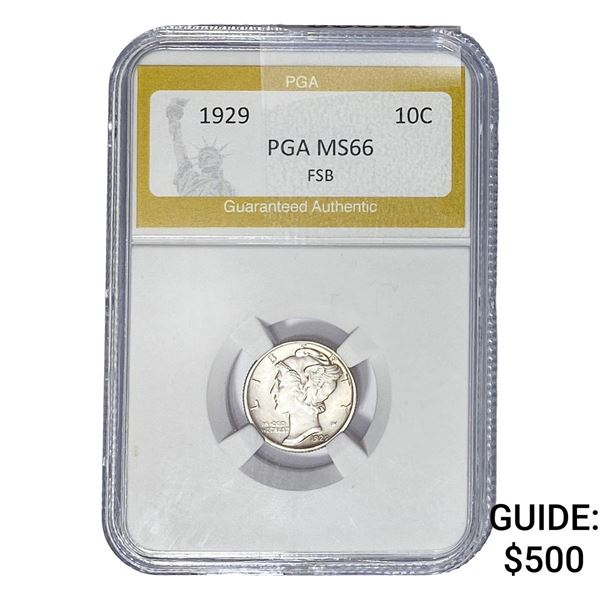 1929 Mercury Silver Dime PGA MS66 FSB