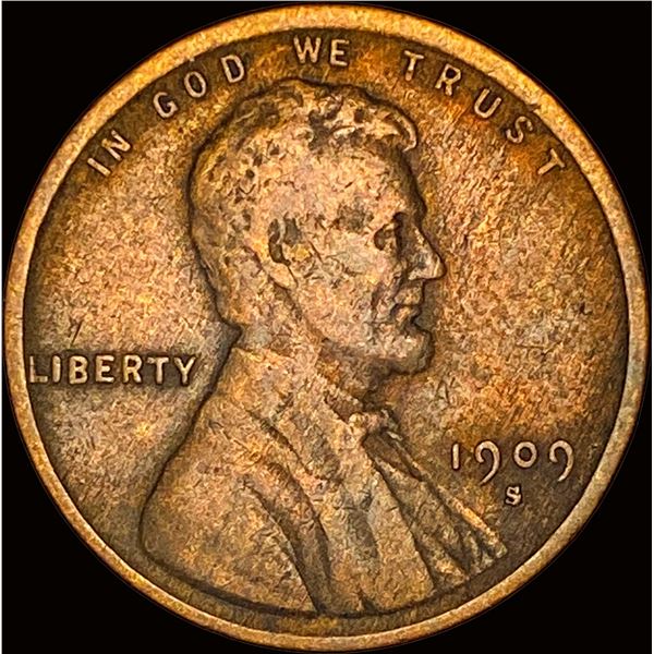1909-S Lincoln Wheat Cent LIGHTLY CIRCULATED