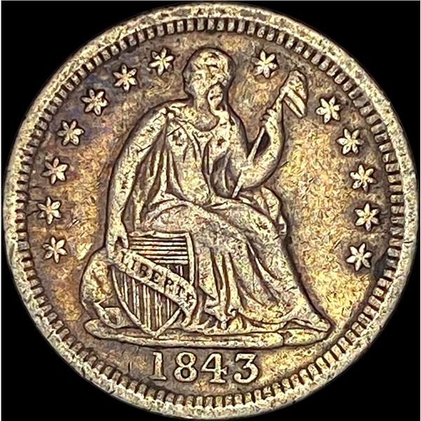 1843 Seated Liberty Half Dime NEARLY UNCIRCULATED