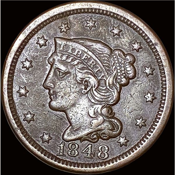 1848 Braided Hair Large Cent NEARLY UNCIRCULATED
