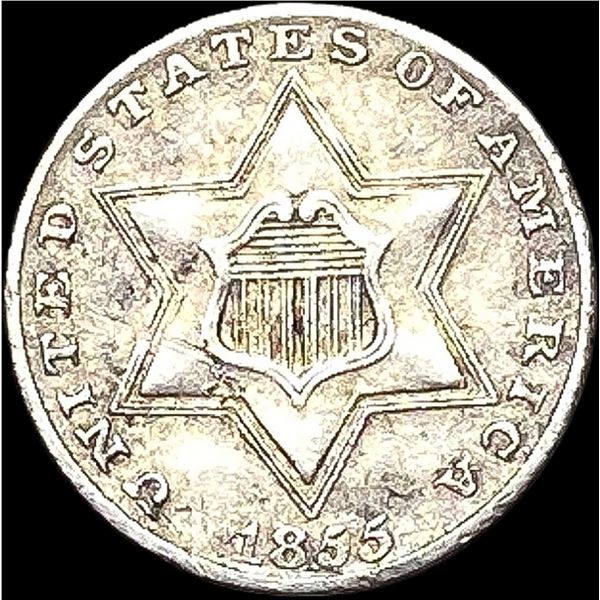 1855 Silver Three-Cent Piece CLOSELY UNCIRCULATED