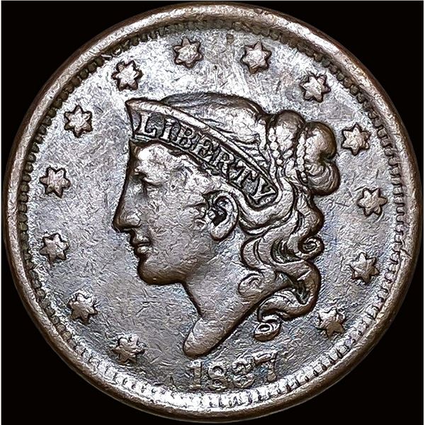 1837 Coronet Head Large Cent ABOUT UNCIRCULATED