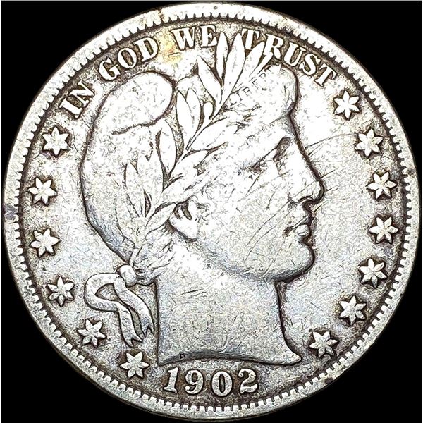 1902 Silver Barber Half Dollar ABOUT UNCIRCULATED