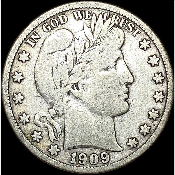 1909-S Silver Barber Half Dollar LIGHTLY CIRCULATED