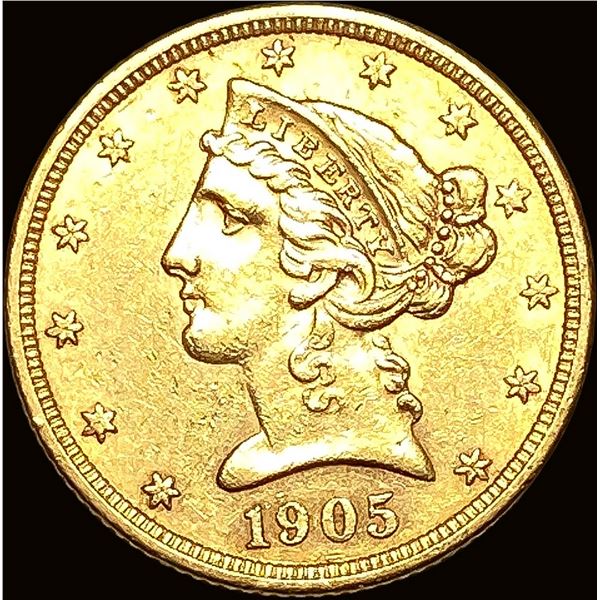 1905-S Gold Liberty Head Half Eagle $5 CLOSELY UNCIRCULATED