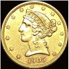 Image 1 : 1905-S Gold Liberty Head Half Eagle $5 CLOSELY UNCIRCULATED