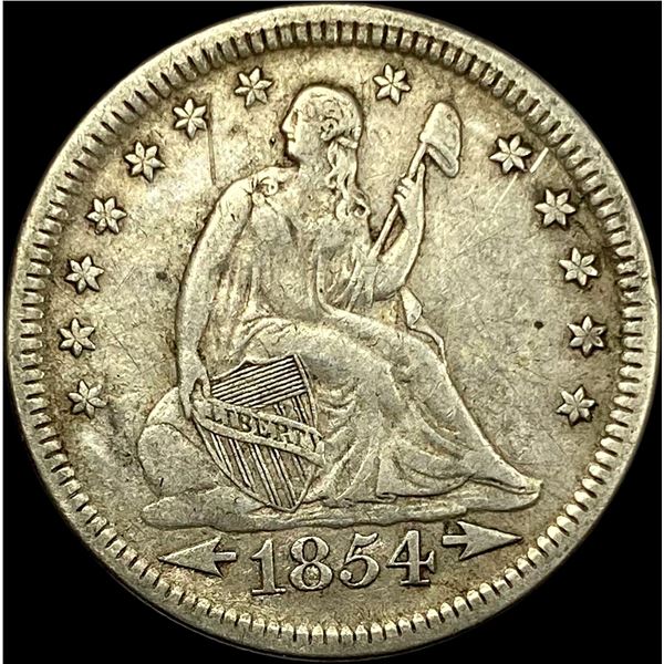 1854 Arrows Seated Liberty Quarter NEARLY UNCIRCULATED