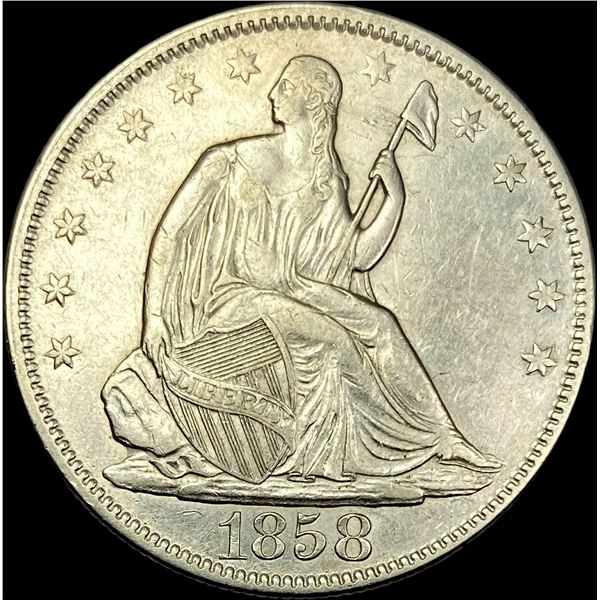 1858 Seated Liberty Half Dollar CLOSELY UNCIRCULATED