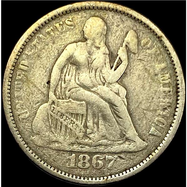 1867-S Silver Seated Liberty Dime LIGHTLY CIRCULATED