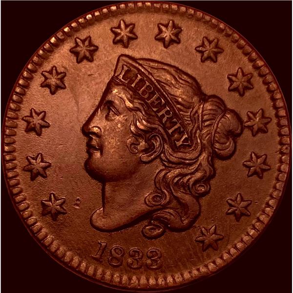 1833 Coronet Head Large Cent CHOICE AU