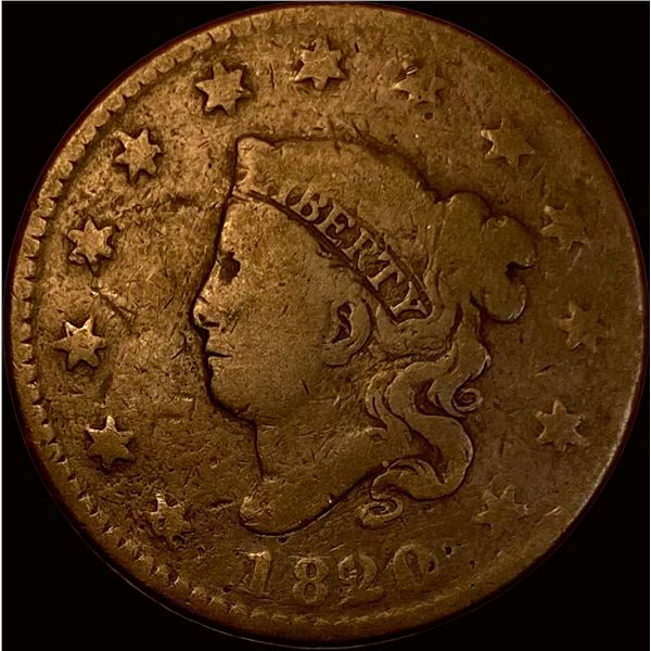 1820 Coronet Head Large Cent NICELY CIRCULATED