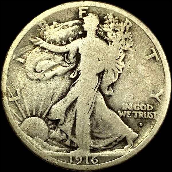 1916-D Walking Liberty Half Dollar NICELY CIRCULATED