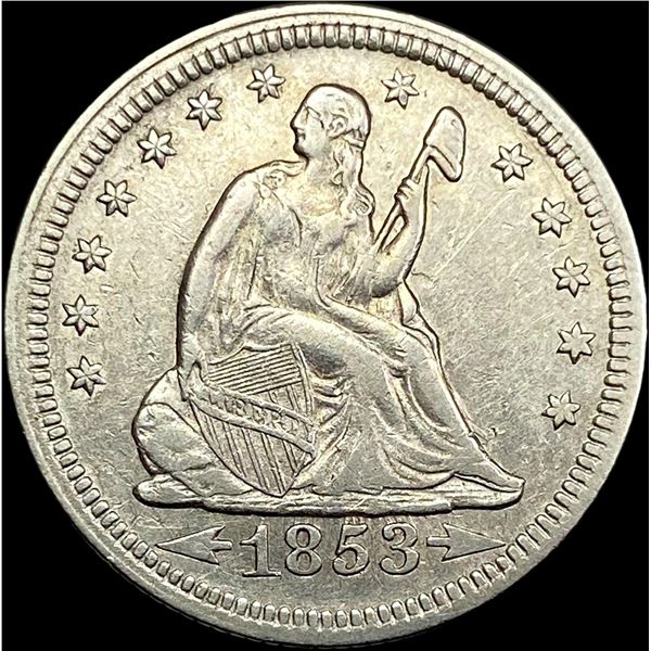 1853 Arrows/Rays Seated Liberty Quarter NEARLY UNCIRCULATED