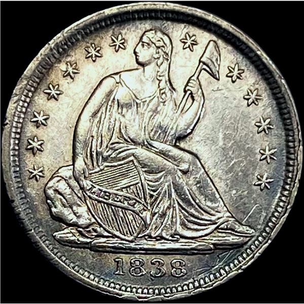 1838 Seated Liberty Half Dime CHOICE AU