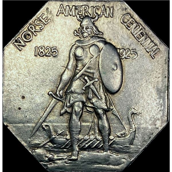 1925 Silver Norse American Medal CHOICE BU