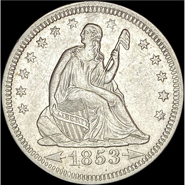 1853 Arrows/Rays Seated Liberty Quarter CLOSELY UNCIRCULATED