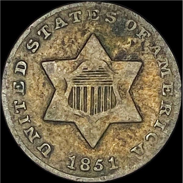 1851 Silver Three-Cent Piece NICELY CIRCULATED