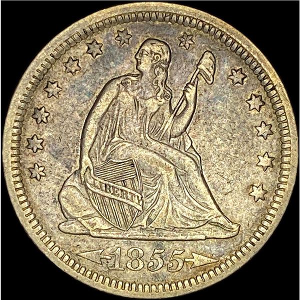 1855 Arrows Seated Liberty Quarter NEARLY UNCIRCULATED