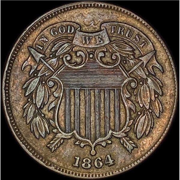 1864 Bronze Two-Cent Piece NEARLY UNCIRCULATED