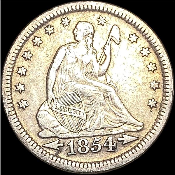 1854 Arrows Seated Liberty Silver Quarter NEARLY UNCIRCULATED