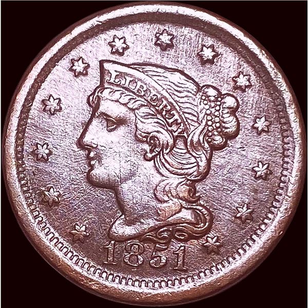 1851 Braided Hair Large Cent HIGH GRADE