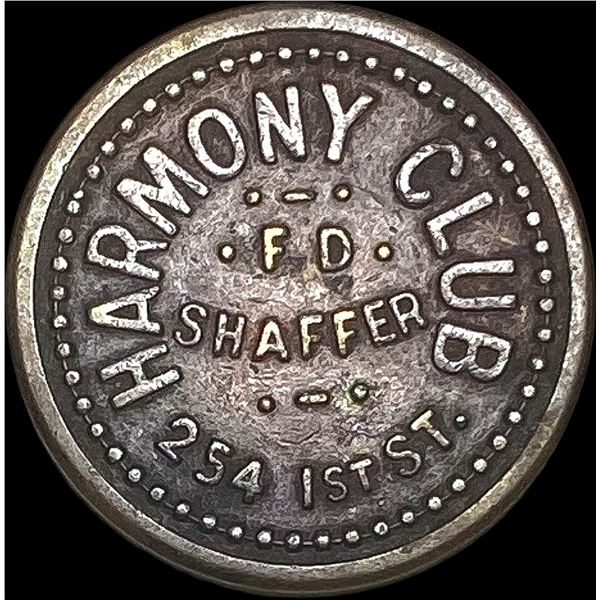 1863 Civil War Token - Harmony Club LIGHTLY CIRCULATED