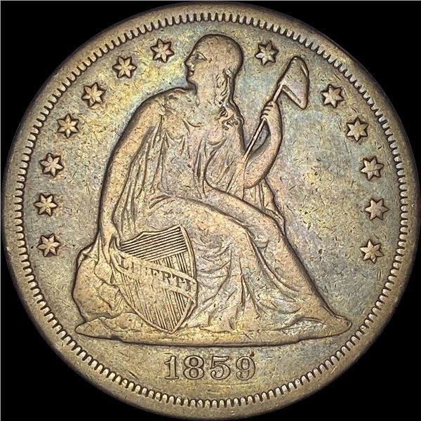 1859-O Silver Seated Liberty Dollar ABOUT UNCIRCULATED