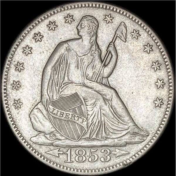 1853 Arrows/Rays Seated Liberty Half Dollar CLOSELY UNCIRCULATED