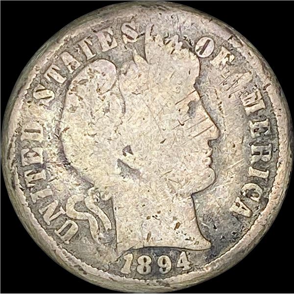 1894-O Silver Barber Dime NICELY CIRCULATED