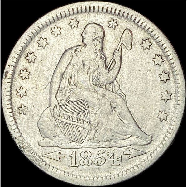 1854 Arrows Seated Liberty Quarter HIGH GRADE