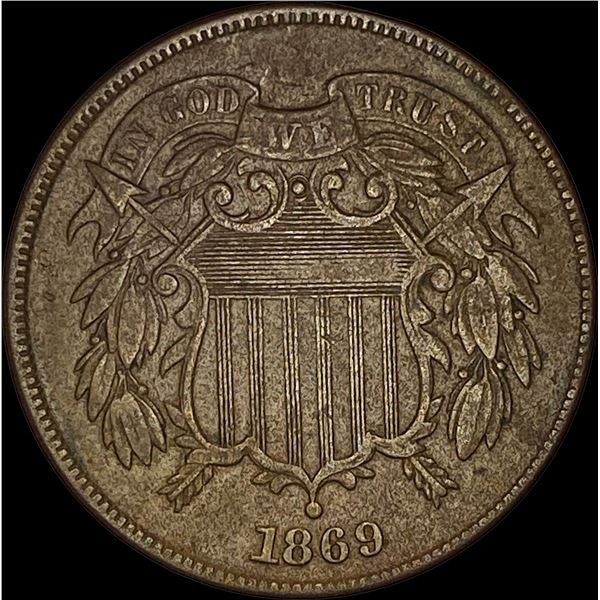 1869 Bronze Two-Cent Piece NEARLY UNCIRCULATED