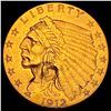 Image 1 : 1912 Indian Head $2.50 Gold Quarter Eagle CLOSELY UNCIRCULATED