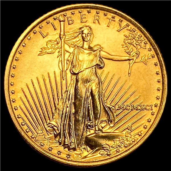 1991 1/10oz Gold American Eagle $5 SUPERB GEM BU