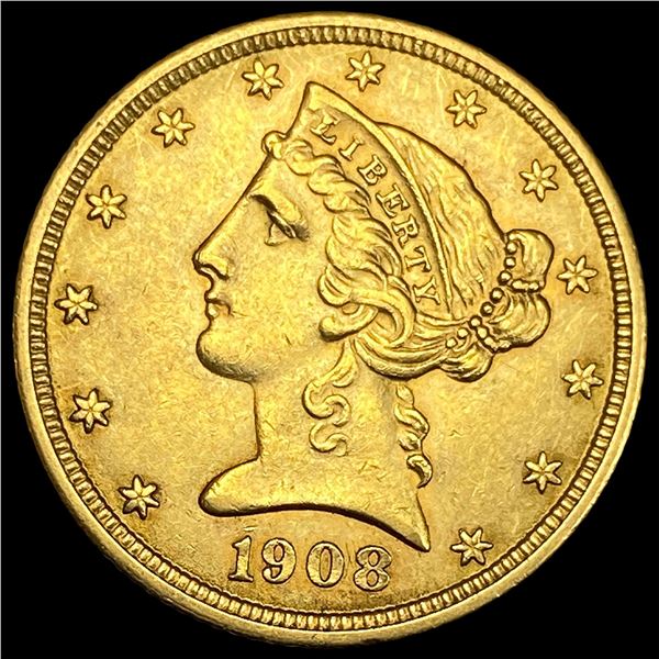 1908 Liberty Head Half Eagle $5 Gold CLOSELY UNCIRCULATED