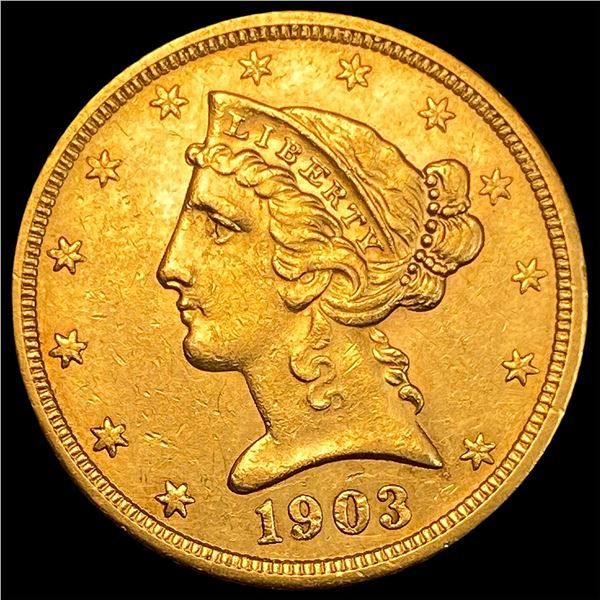 1903-S Liberty Head Half Eagle $5 Gold CLOSELY UNCIRCULATED