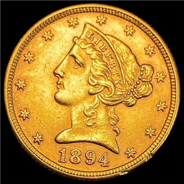 1894 Liberty Head Half Eagle $5 Gold CLOSELY UNCIRCULATED