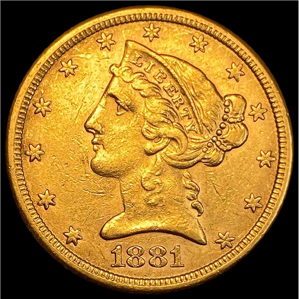 1881 Liberty Head Half Eagle $5 Gold CLOSELY UNCIRCULATED