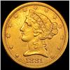 Image 1 : 1881 Liberty Head Half Eagle $5 Gold CLOSELY UNCIRCULATED