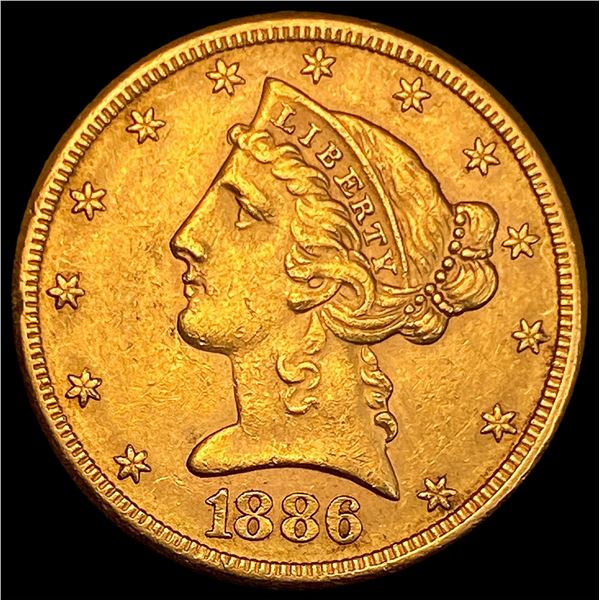1886-S Liberty Head Half Eagle $5 Gold CLOSELY UNCIRCULATED