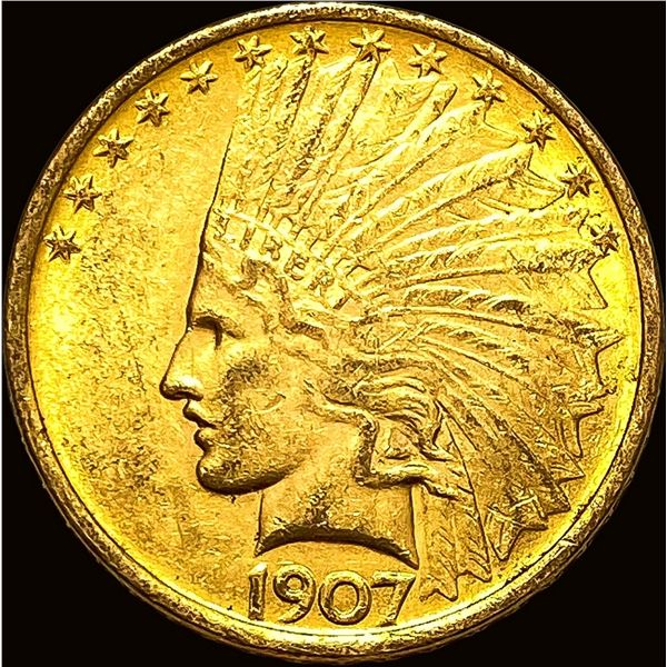 1907 No Motto Indian Head Eagle $10 Gold CLOSELY UNCIRCULATED