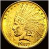 Image 1 : 1907 No Motto Indian Head Eagle $10 Gold CLOSELY UNCIRCULATED
