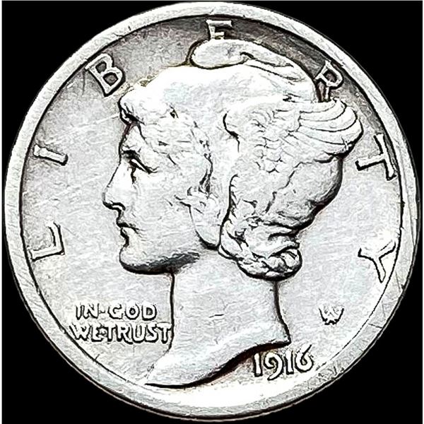1916 Silver Mercury Dime NEARLY UNCIRCULATED