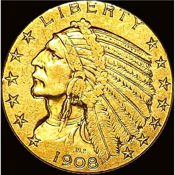 1908 Indian Head $5 Gold Half Eagle CLOSELY UNCIRCULATED