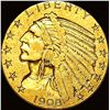 Image 1 : 1908 Indian Head $5 Gold Half Eagle CLOSELY UNCIRCULATED