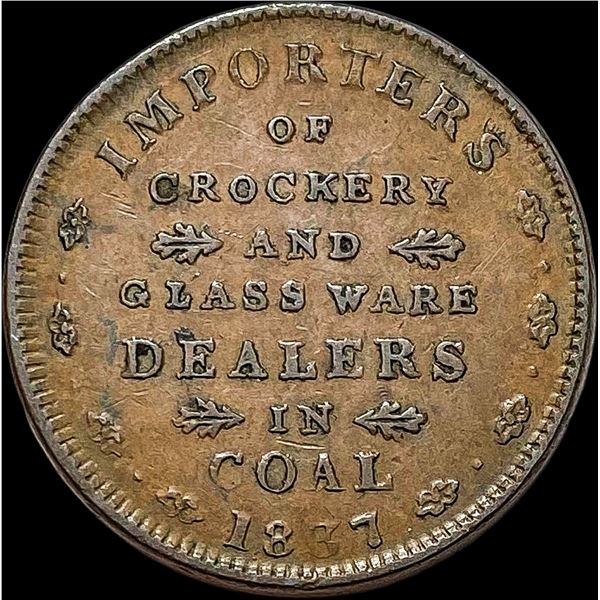 1837 Hard Times Token- E.F. Sise & Co. NEARLY UNCIRCULATED