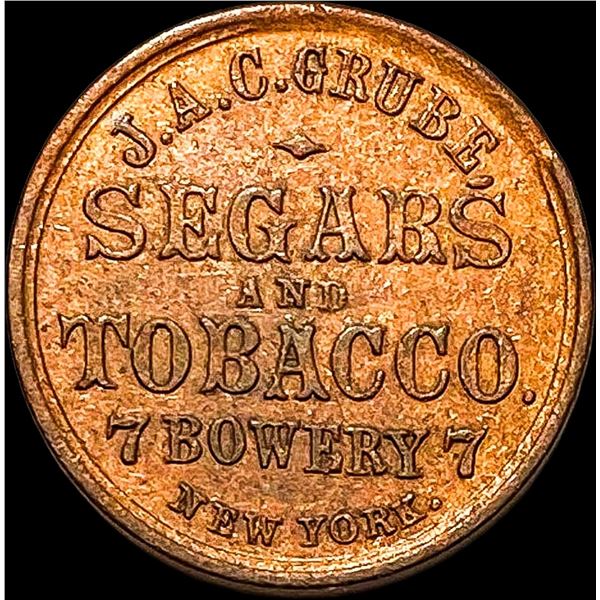 1863 Civil War Token-J.A.C. Grube CLOSELY UNCIRCULATED