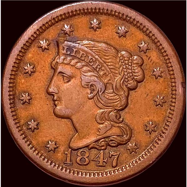 1847 Braided Hair Large Cent CLOSELY UNCIRCULATED